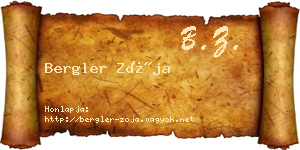 Bergler Zója névjegykártya